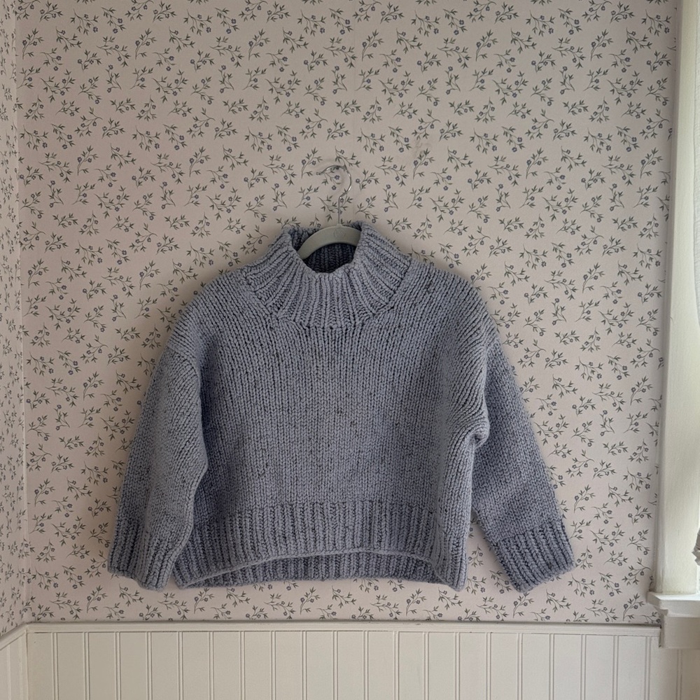 Handknit Cropped Turtleneck Sweater
